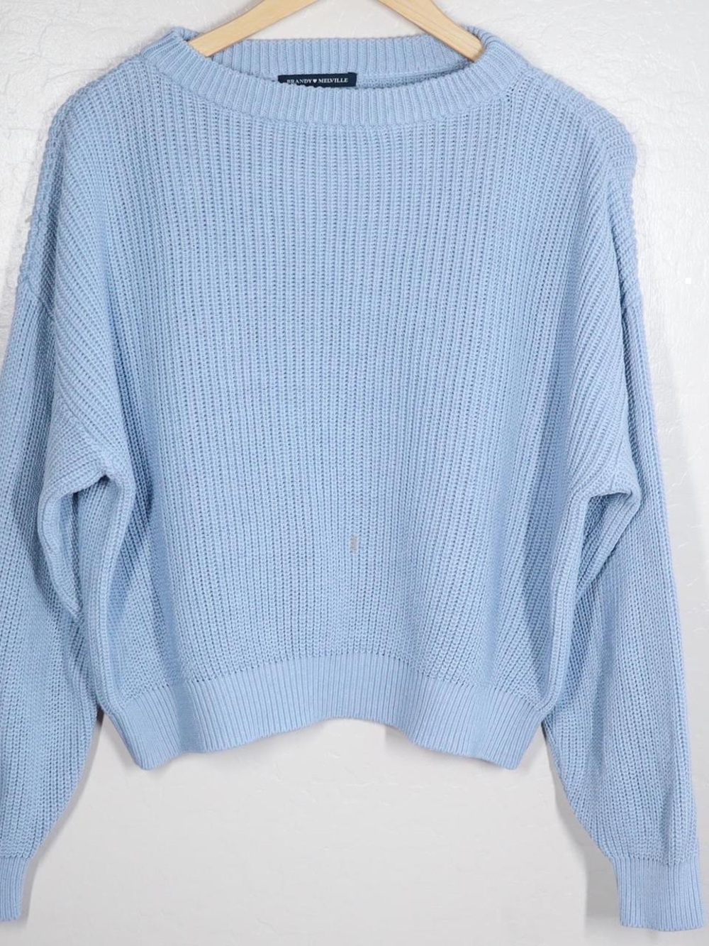 Brandy Melville Pastel Blue Ribbed Crewneck Sweater